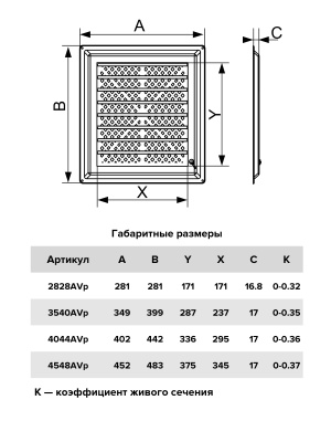 Решетка вентиляционная AIRVENT регулируемая жалюзи 452х483 пластик ERA